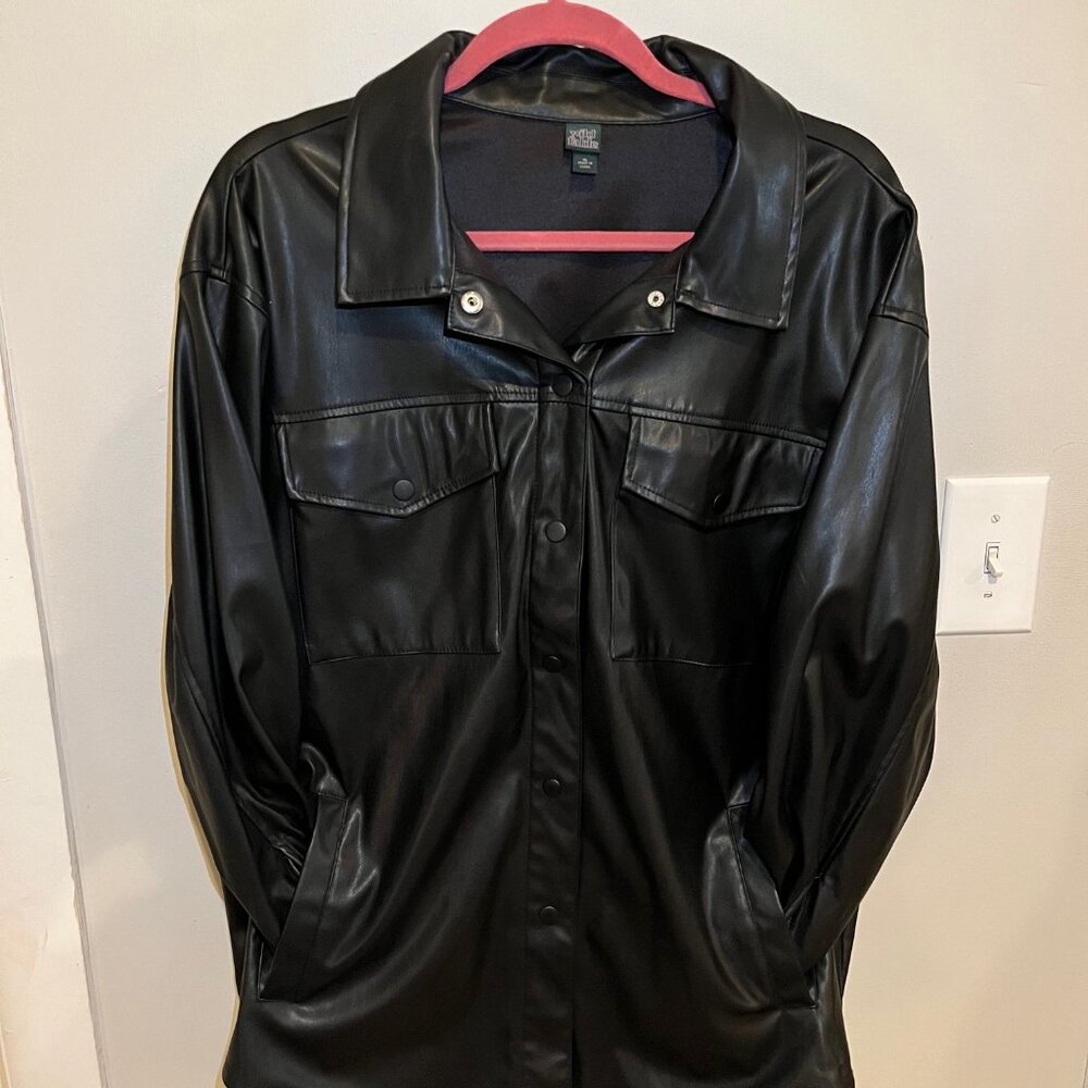 Wild Fable Black Faux Leather Shacket – Size XL